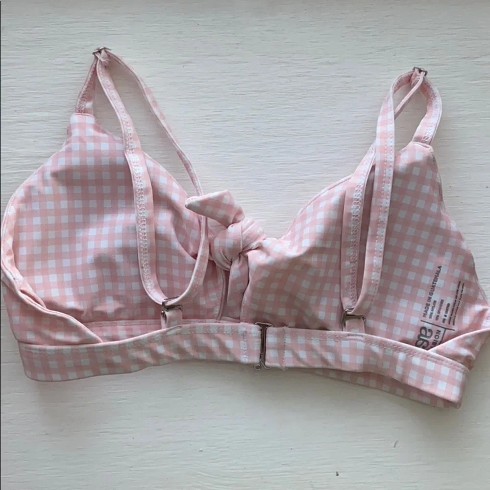 Albion Fit bikini top in checkered pink sz S - Picture 2 of 3